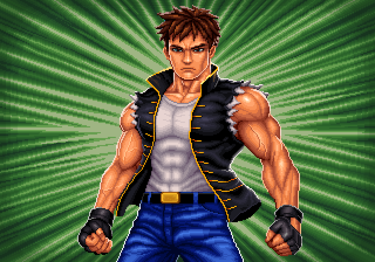 Dan in his fighter form. Exact 4x nearest-neighbour enlargement.